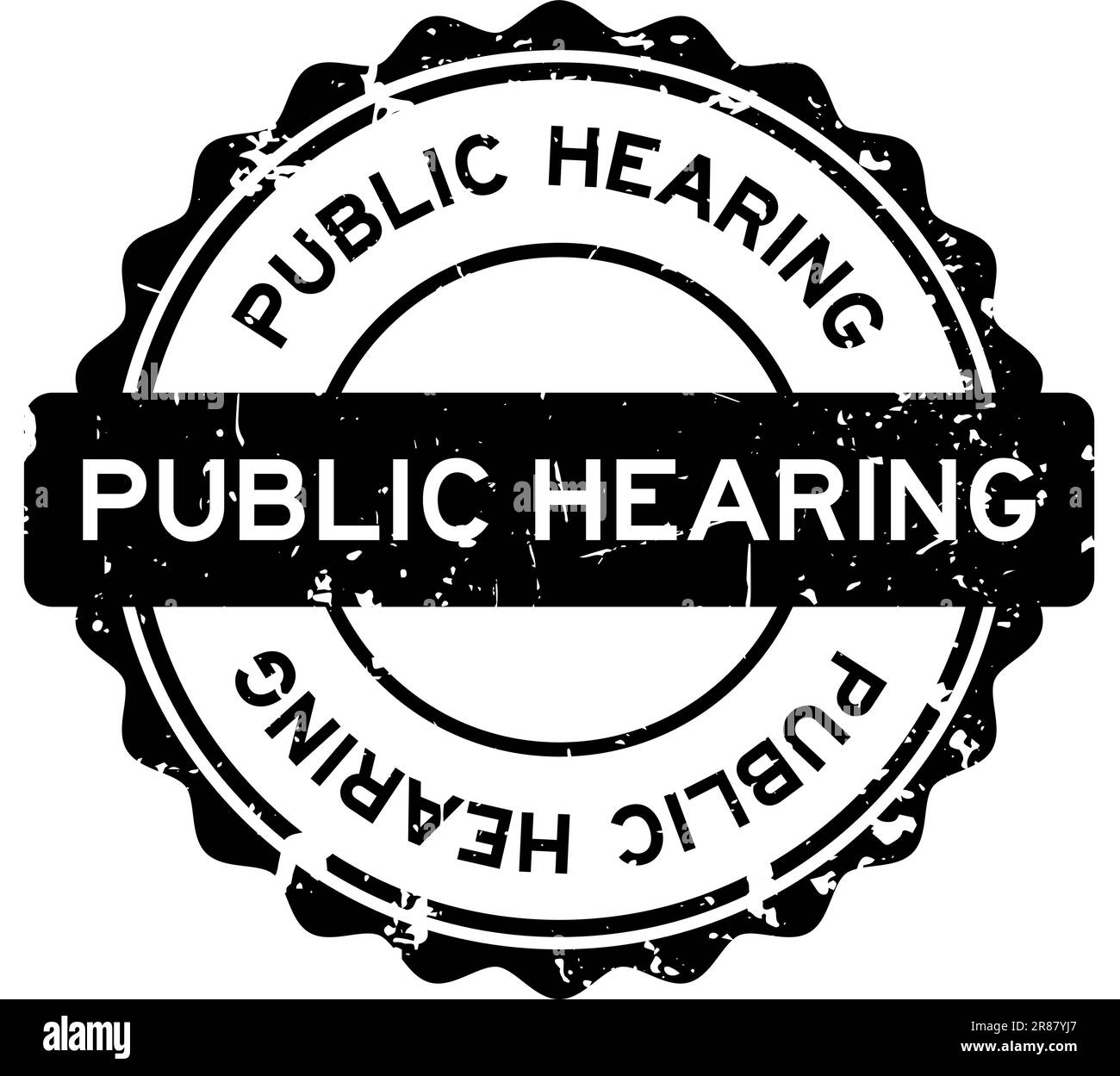 Grunge black public hearing word round rubber seal stamp on white background Stock Vector