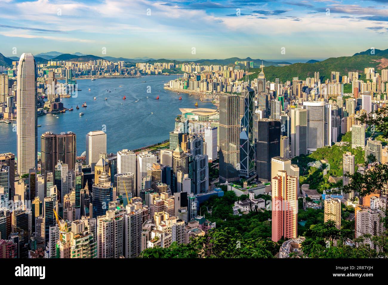 Daytime view of Hong Kong’s Skyline, Victoria Harbour and Kowloon Bay