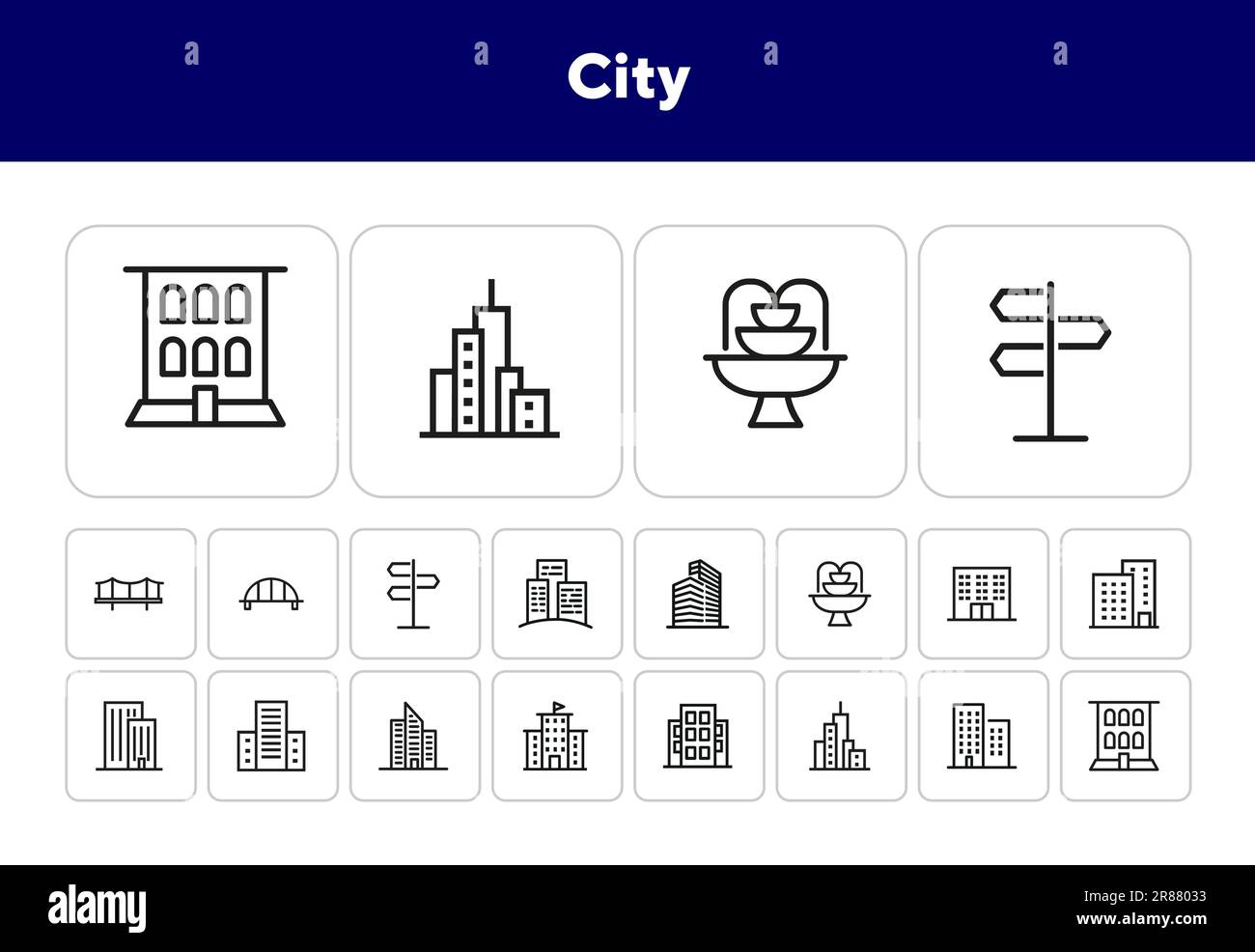 City line icon set Stock Vector
