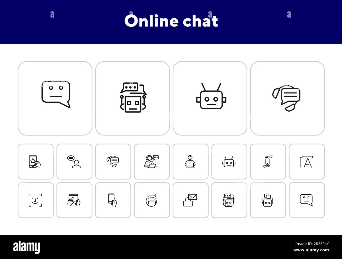 Online chat line icon set Stock Vector