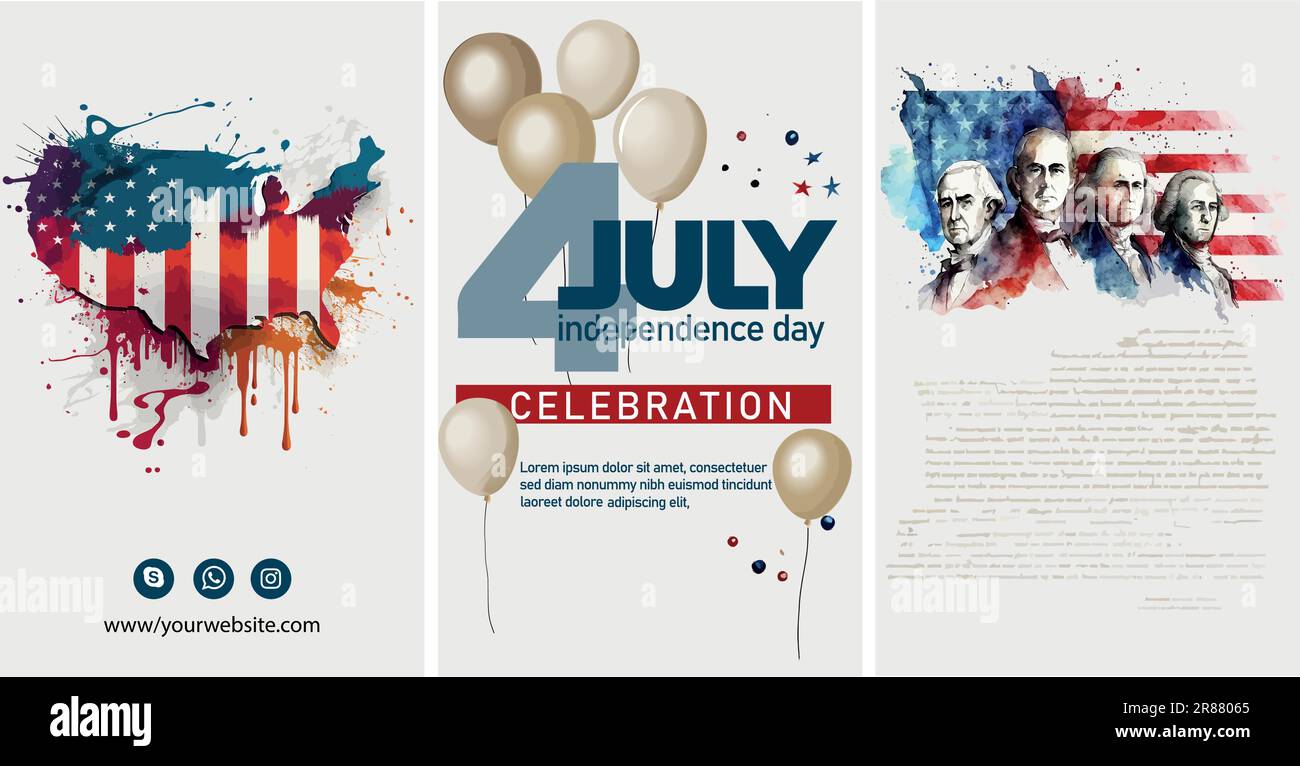 Happy 4th of July USA Independence Day greeting card with waving ...