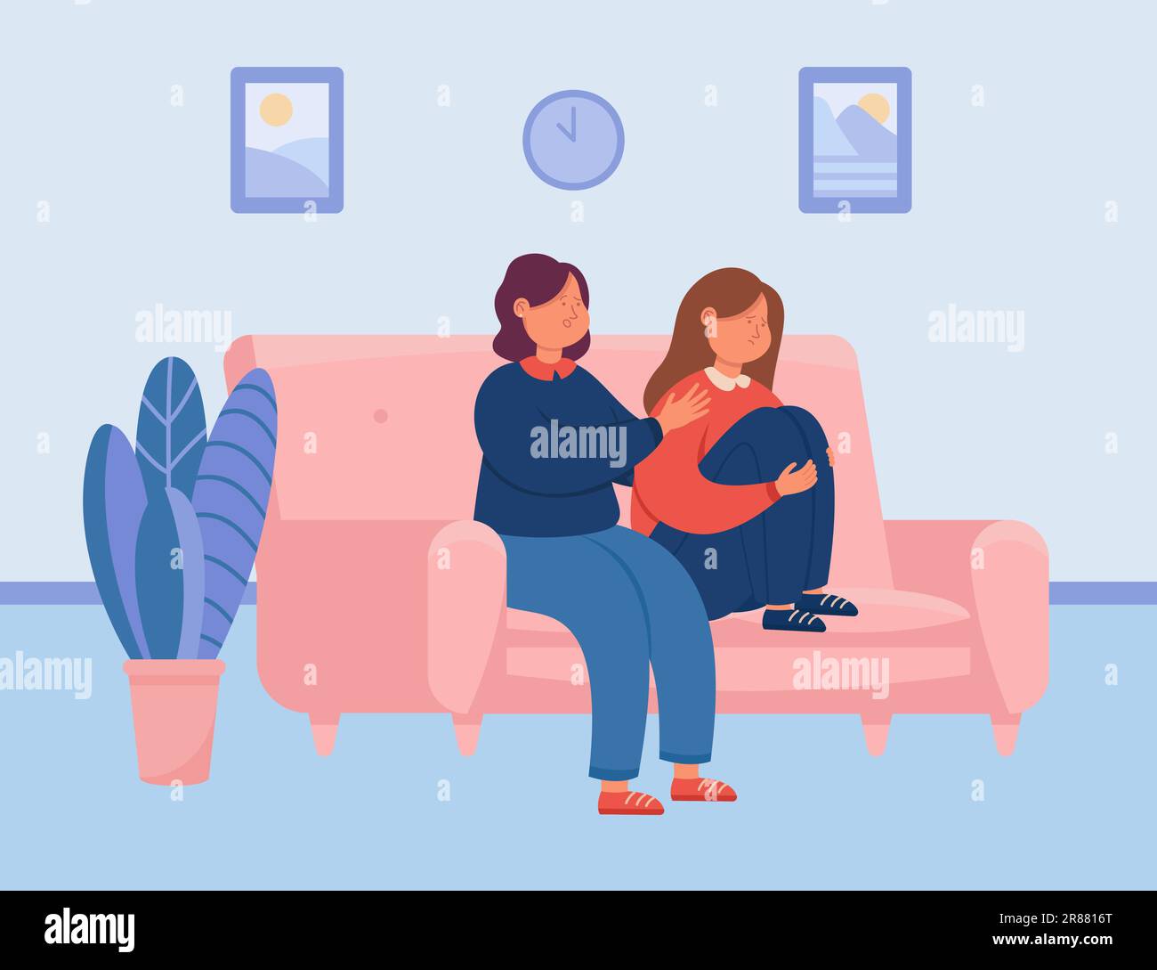 Support to depressed sad girl from friend, mother or sister Stock ...