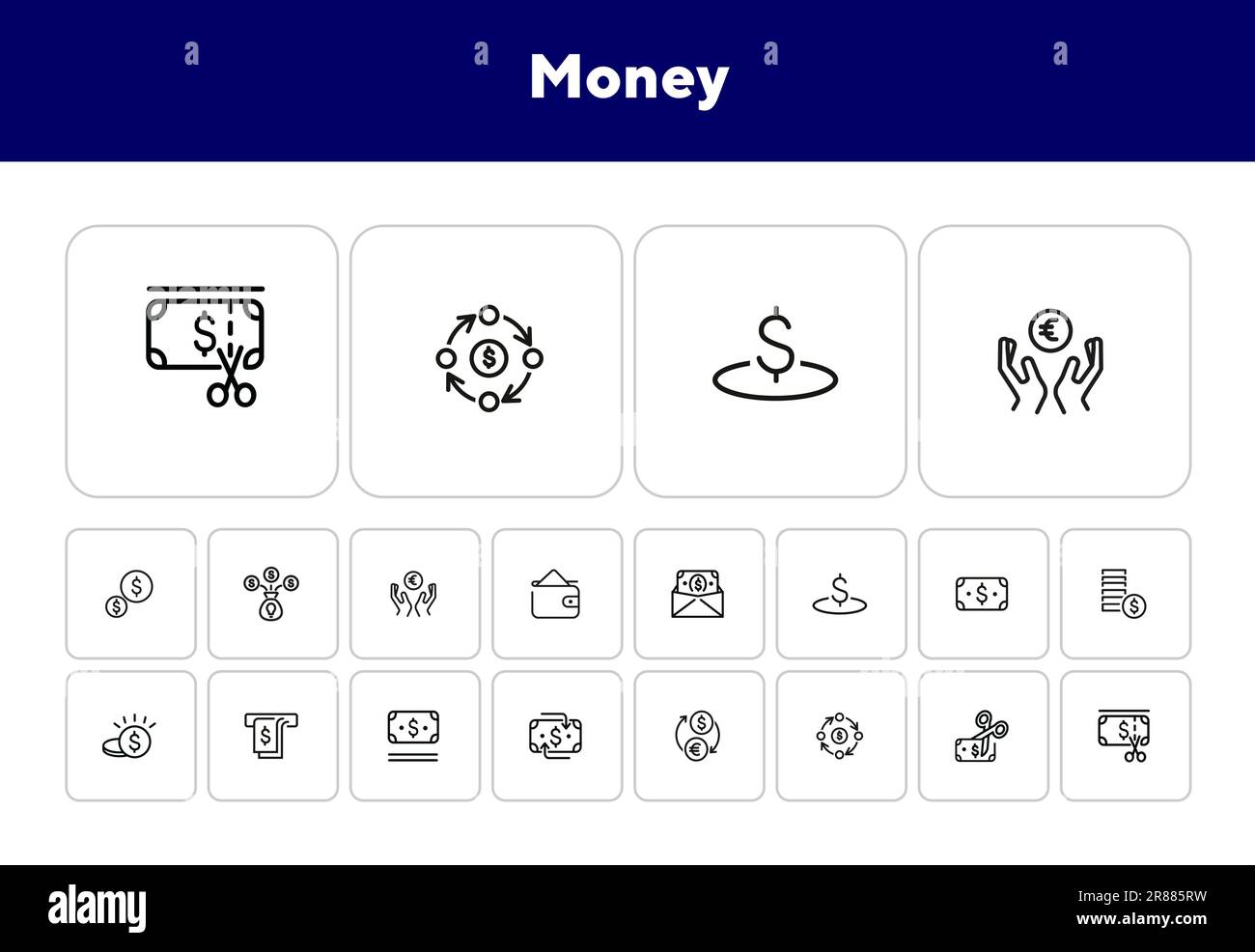 Money line icon set Stock Vector