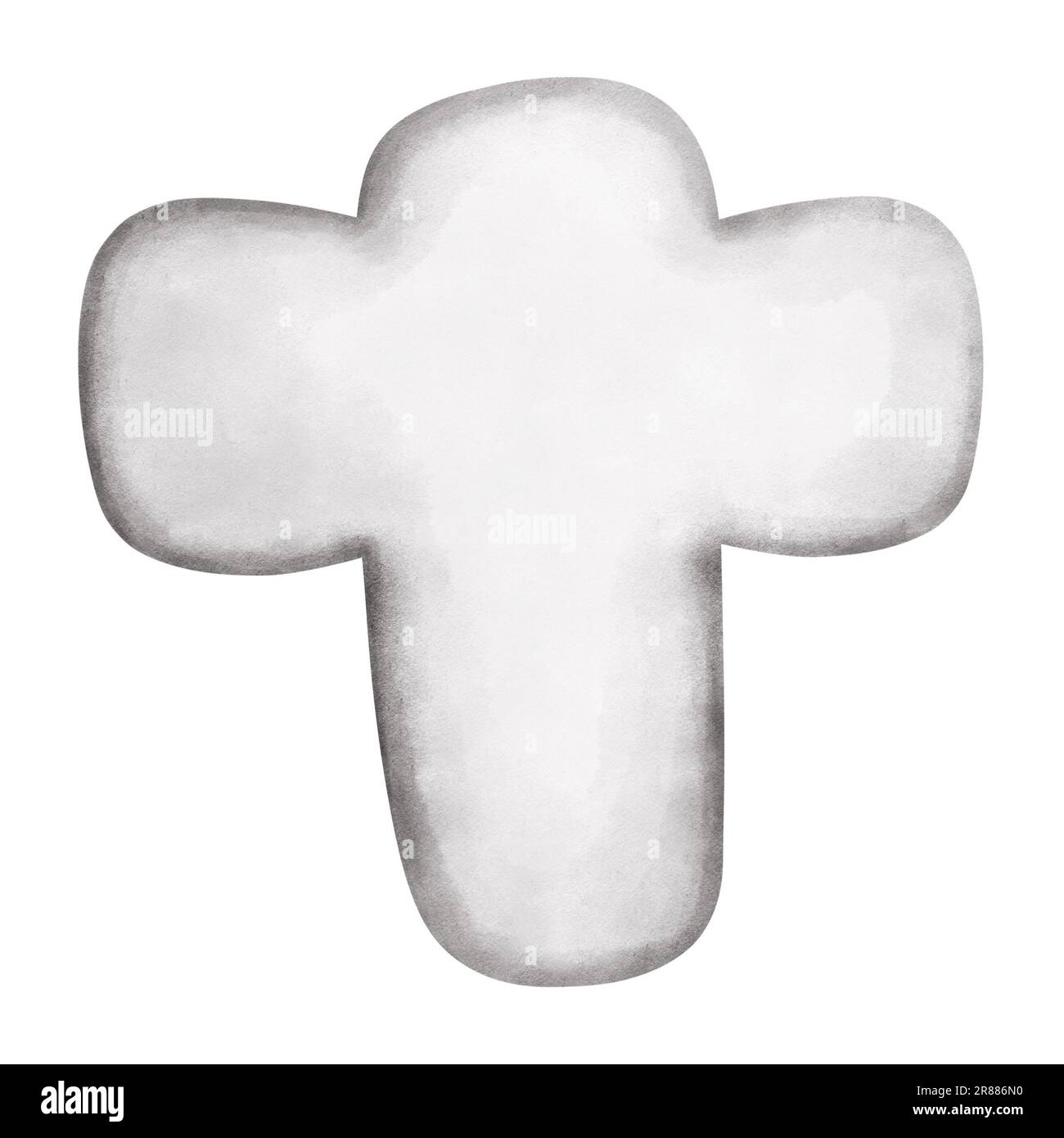 Watercolor halloween old stone cross.Halloween illustration isolated on white background. Halloween decoration,greeting cards,postcards. Stock Photo