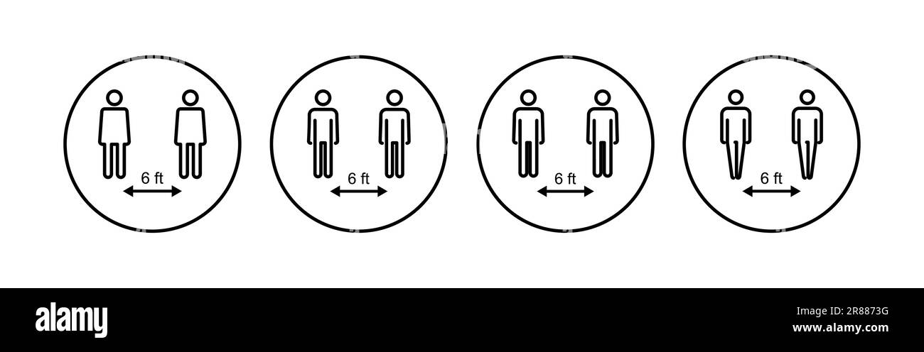Social distance icon set. social distancing icon. self quarantine sign ...