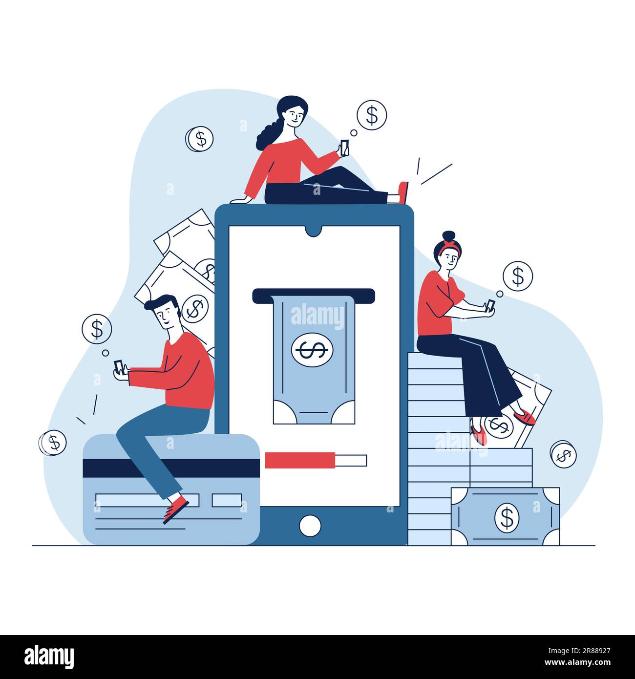 Smartphone users paying online Stock Vector