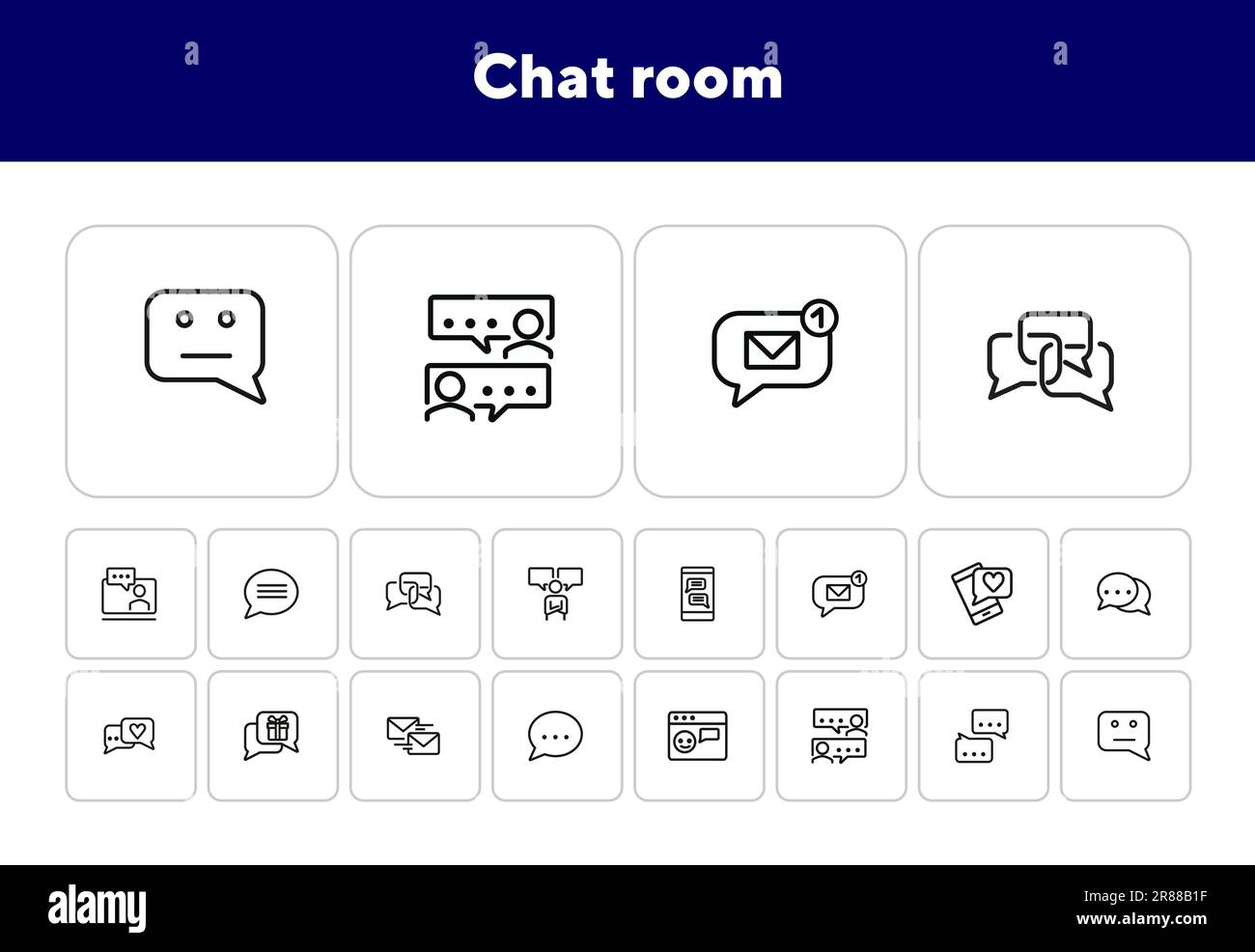 Chat room line icon set Stock Vector