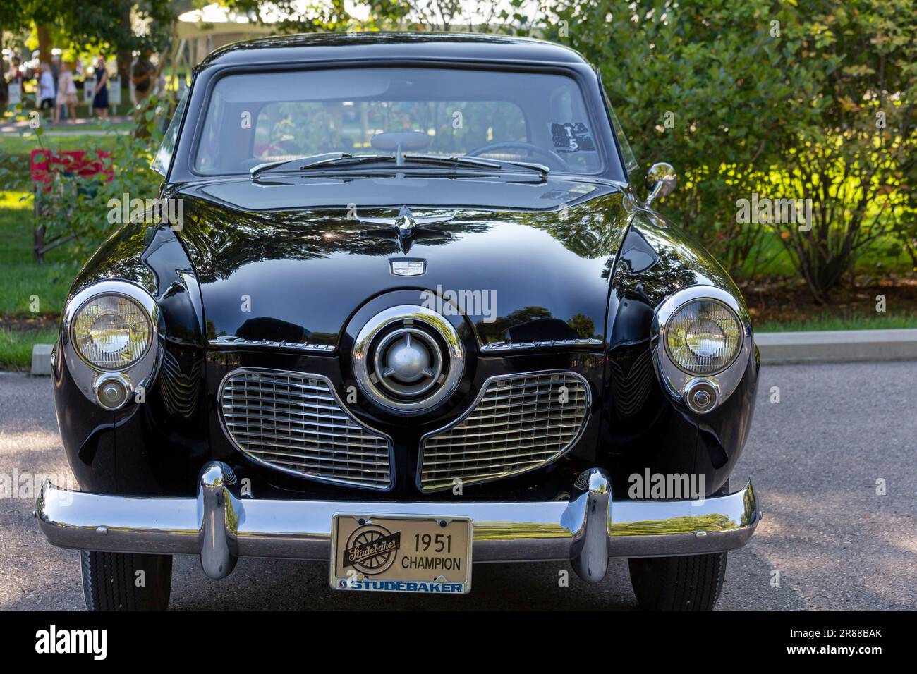 Grosse Pointe Shores, Michigan, A 1951 Studebaker Champion at the Eyes on Design auto show. This year's show featured primarily brands that no longer Stock Photo