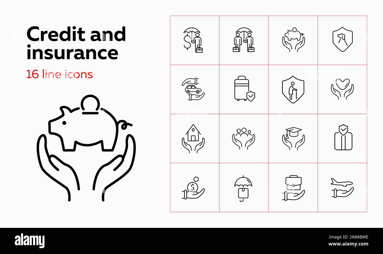 Credit and insurance icon set Stock Vector Image & Art - Alamy