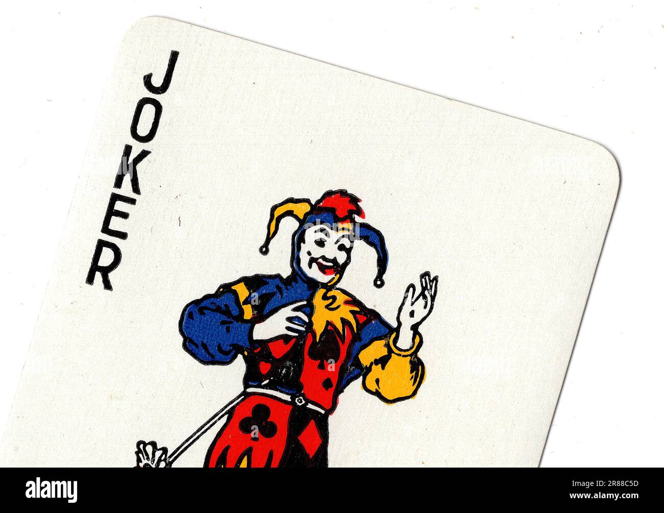 A joker vintage playing card on a white background Stock Photo - Alamy