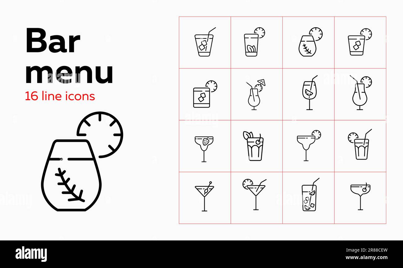 Bar menu line icon set. Mojito, lemonade Stock Vector Image & Art - Alamy