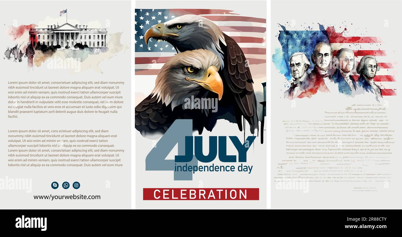 Happy 4th of July USA Independence Day greeting card with waving ...