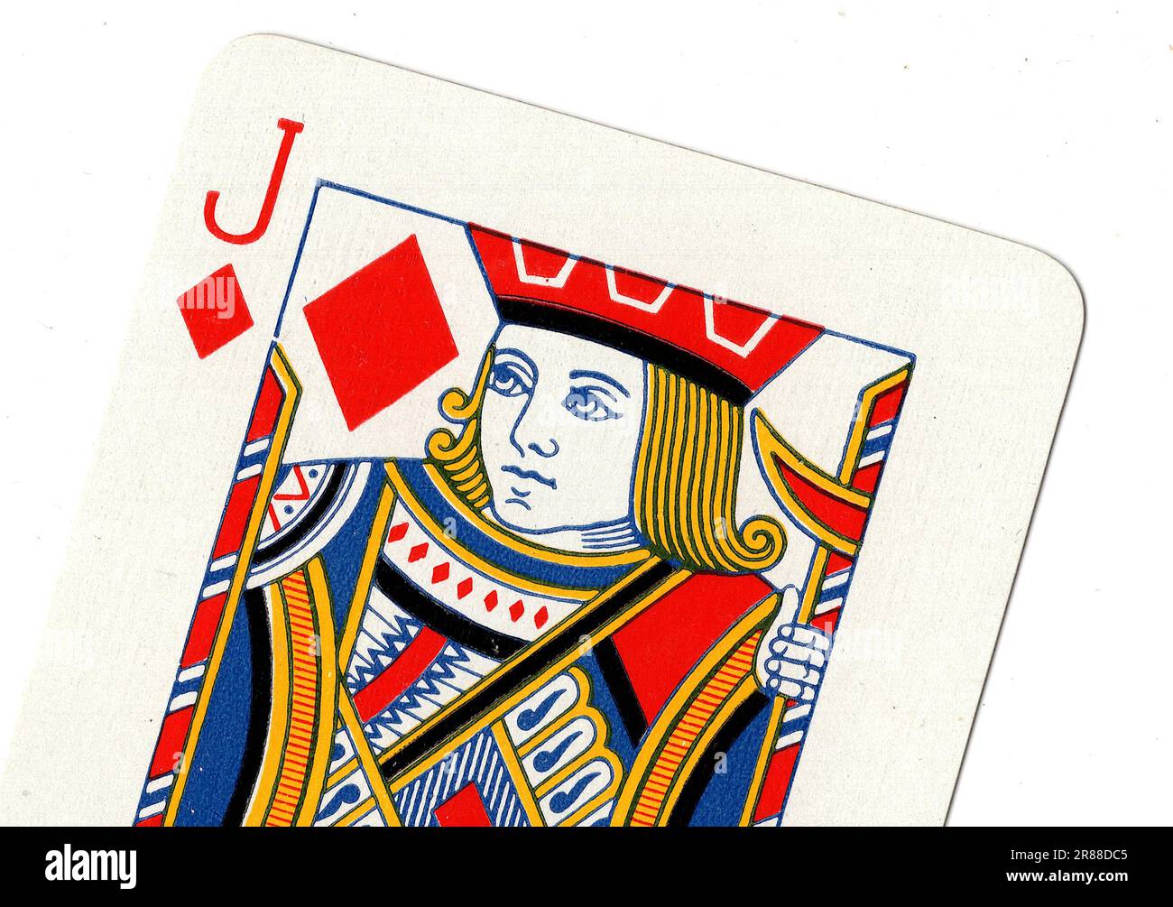 A jack of diamonds vintage playing card on a white background Stock ...