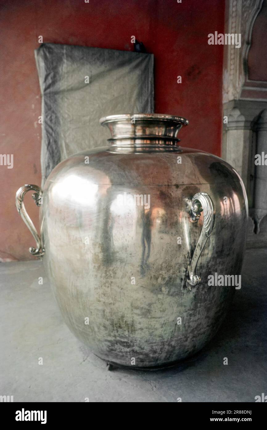Largest Silver Pot in city palace, Jaipur, Rajasthan, India, Asia Stock