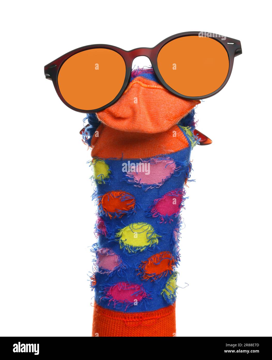 Funny sock puppet with sunglasses isolated on white Stock Photo - Alamy