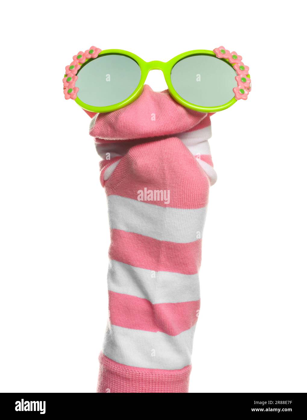 Funny sock puppet with sunglasses isolated on white Stock Photo Alamy