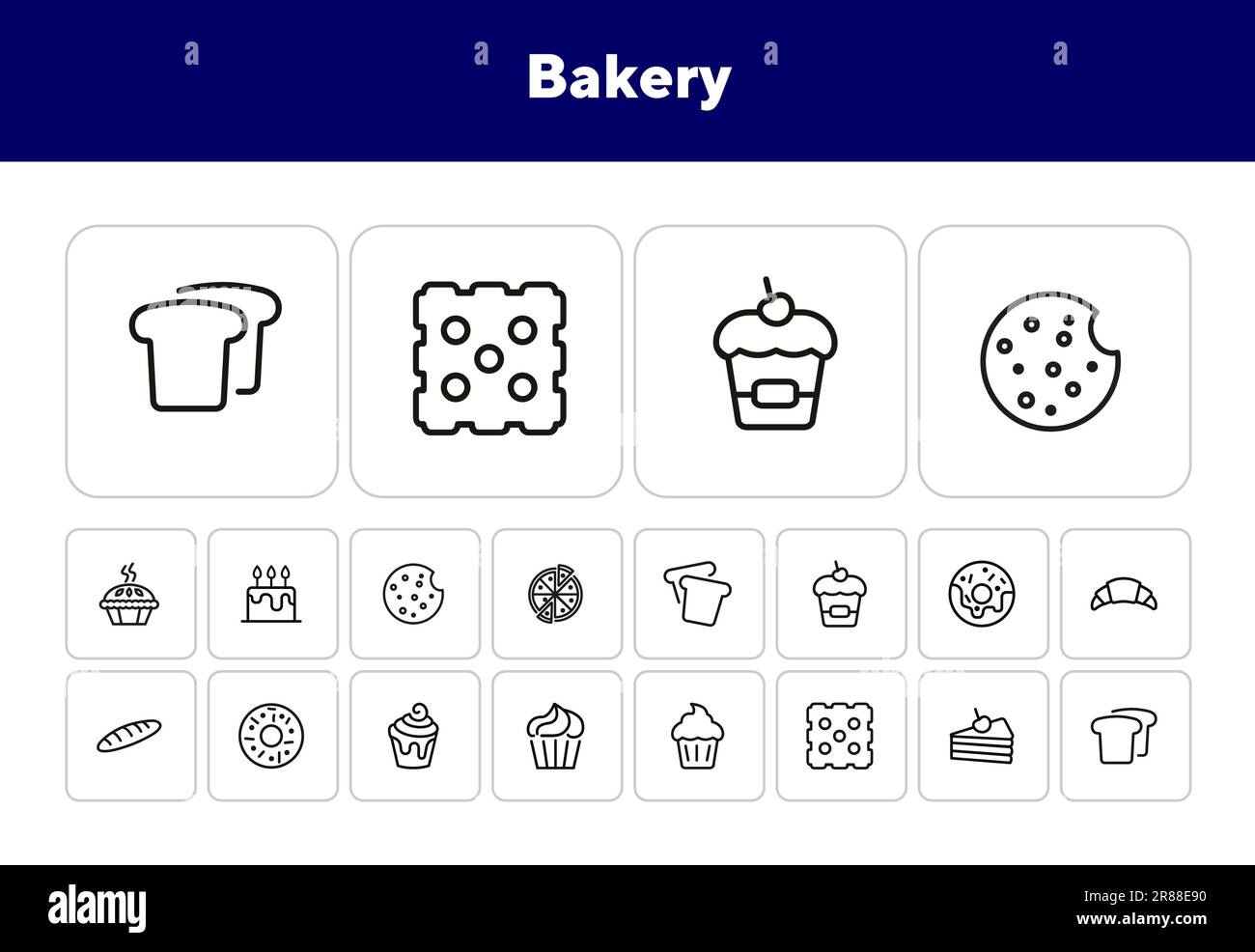 Bakery line icon set Stock Vector