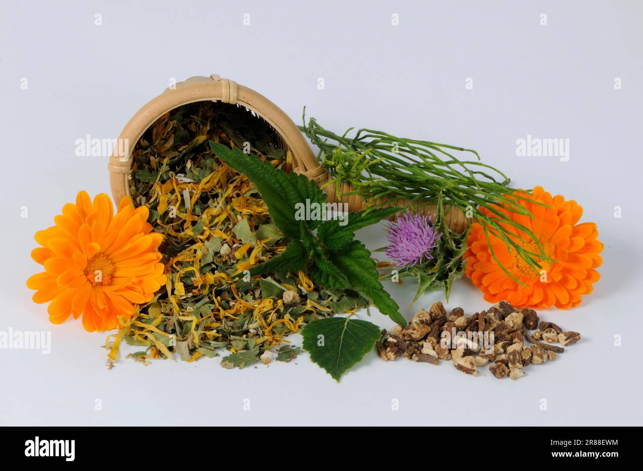 Herbal tea (dandelion root) purification tea, birch leaves, horsetail, nettle, calendula, milk