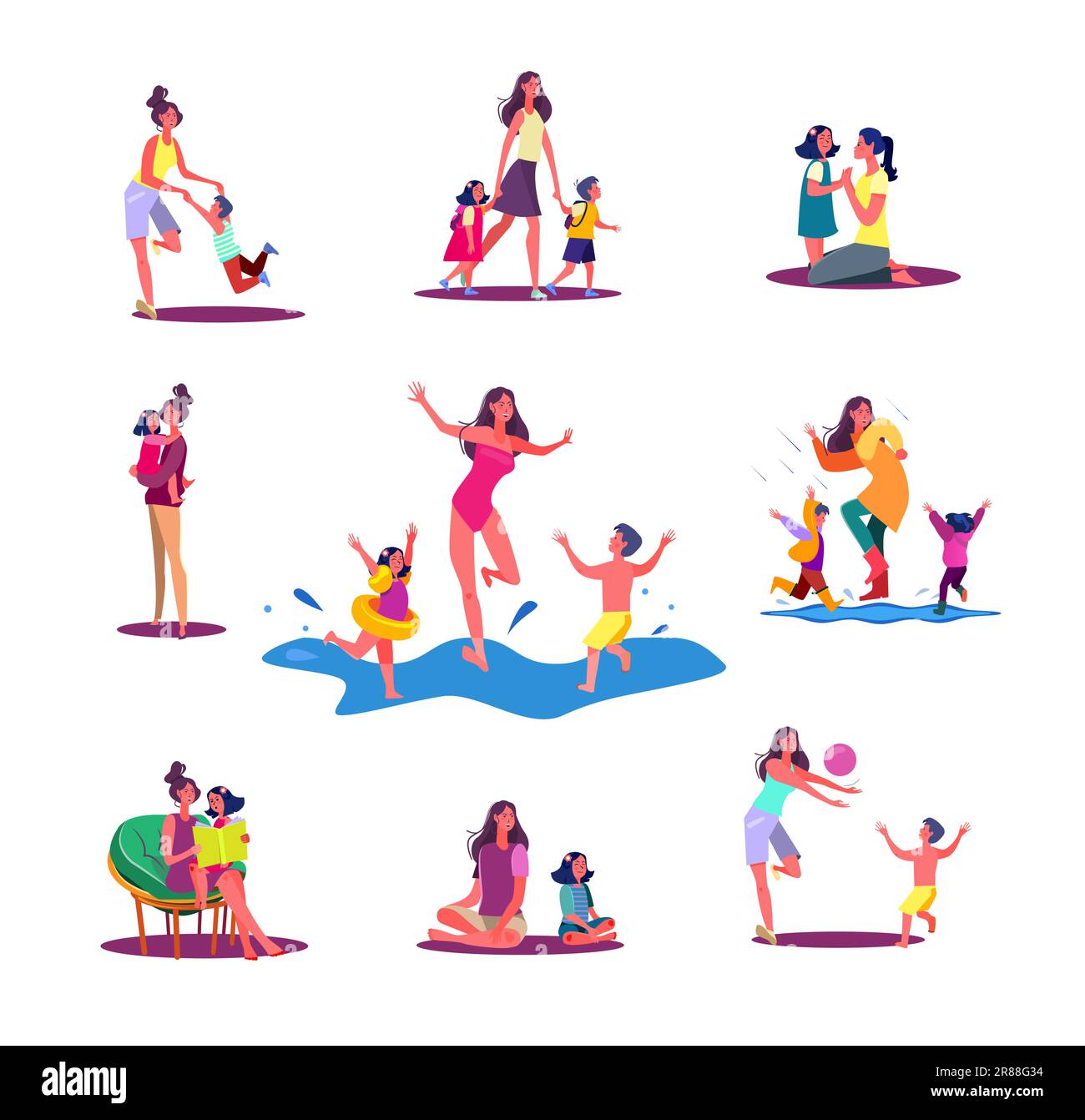 Set of mothers spending time with children Stock Vector Image & Art - Alamy