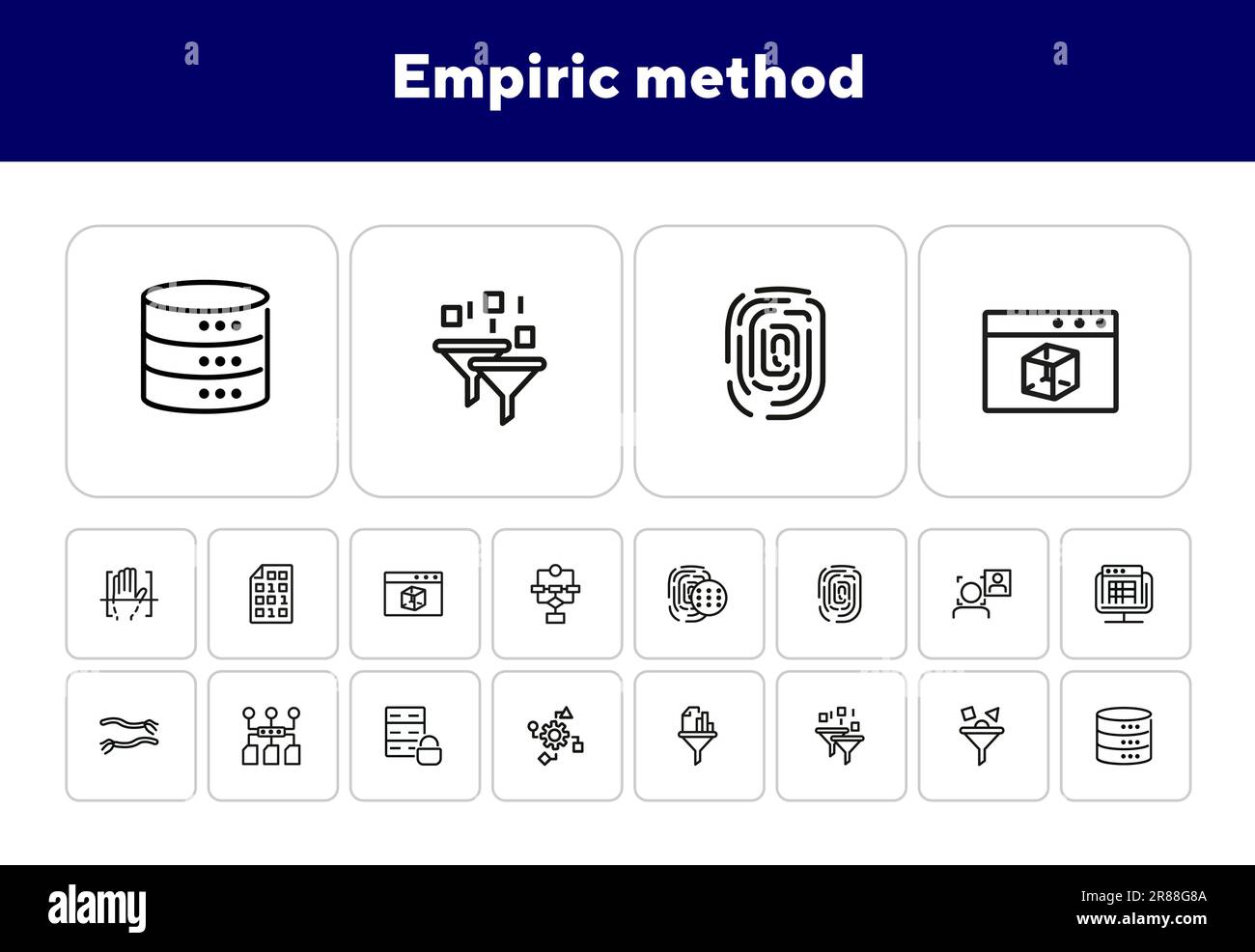 Empiric method line icon set Stock Vector