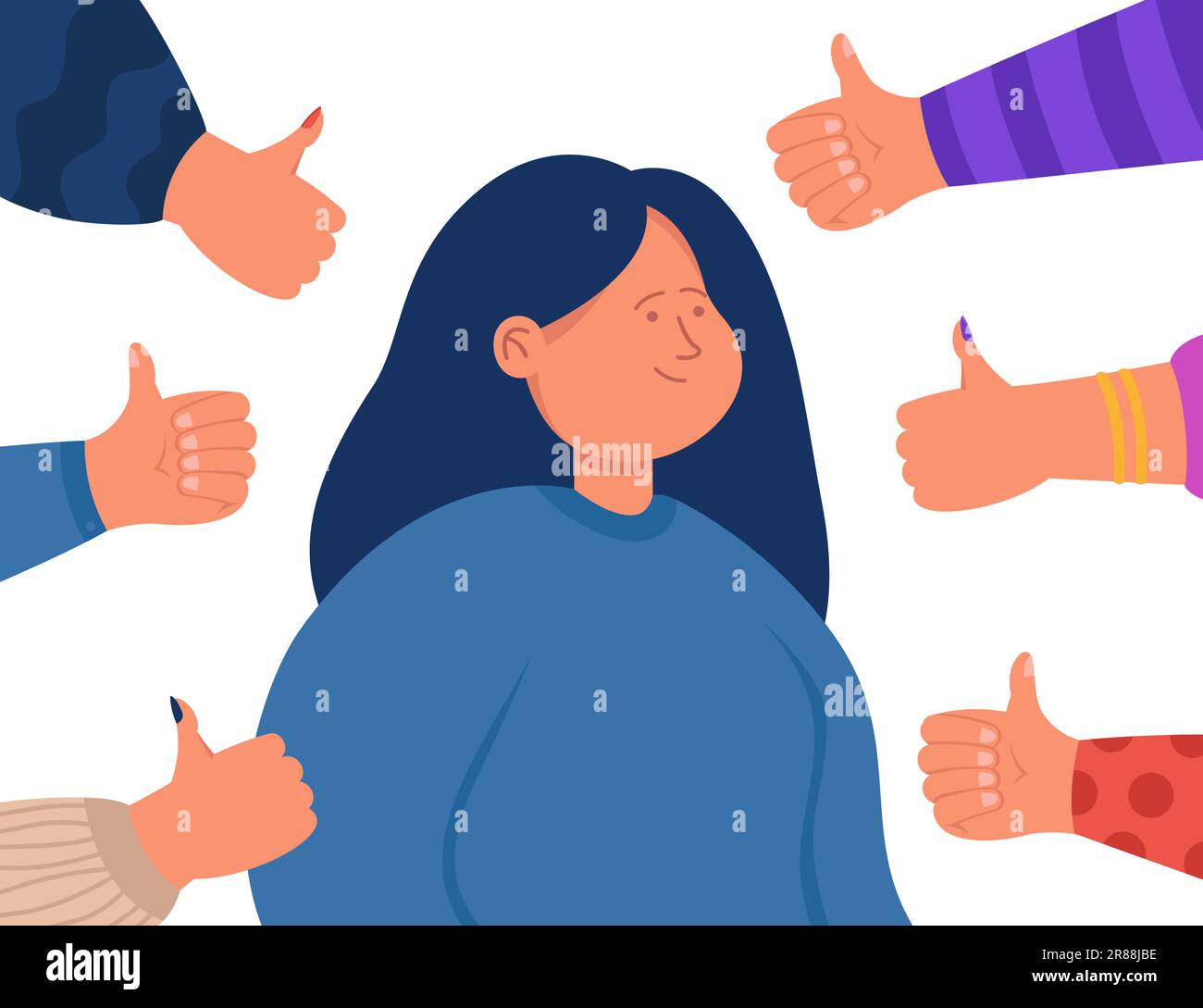 Hands with thumbs up and respect for happy woman Stock Vector Image ...