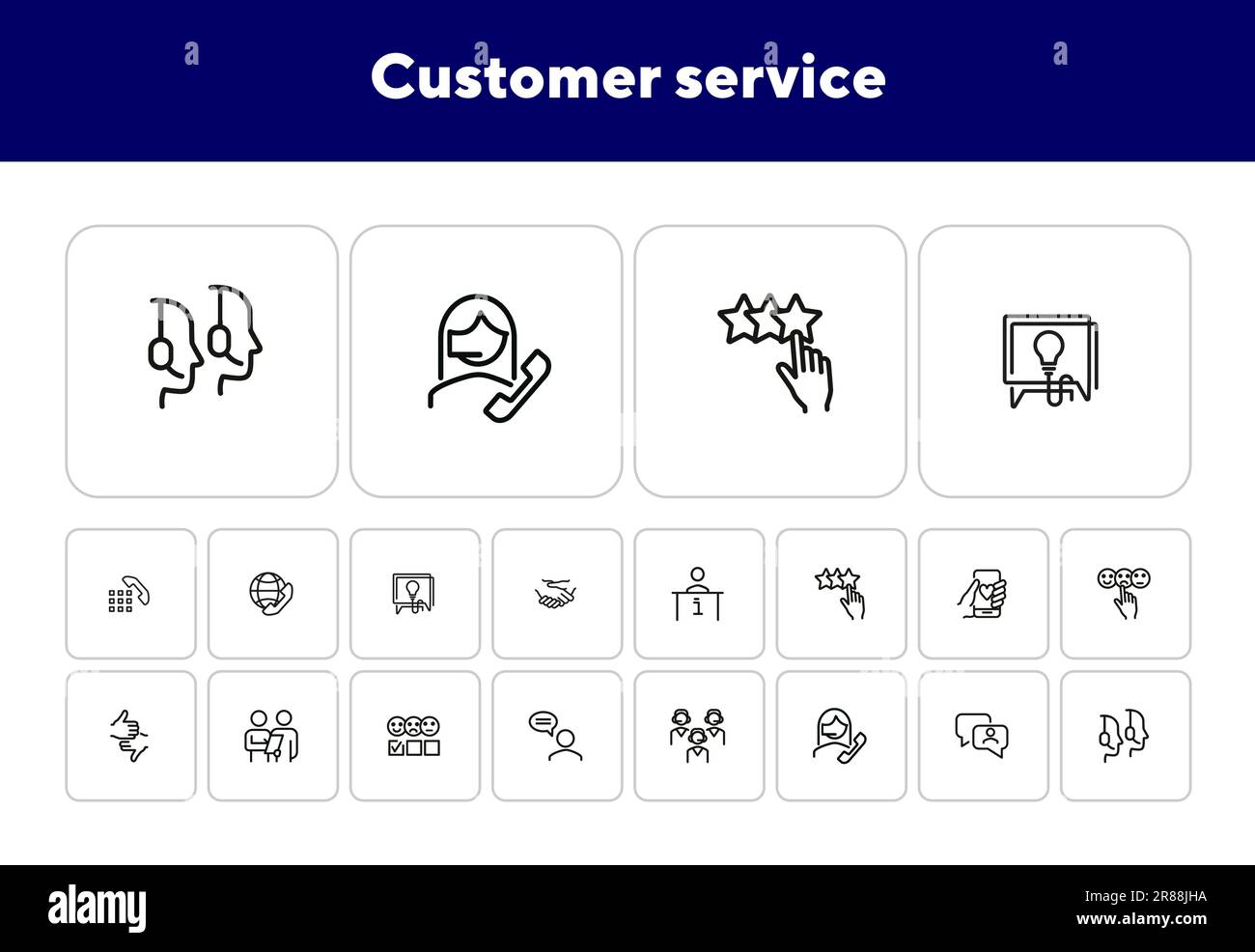 Customer service line icon set Stock Vector