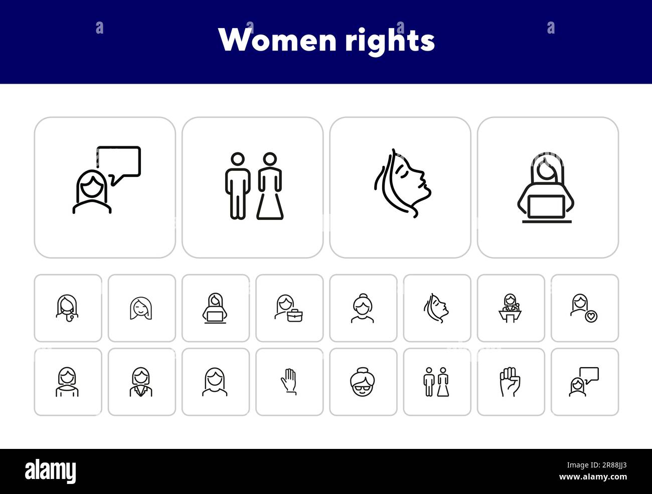 Women rights line icon set Stock Vector Image & Art - Alamy