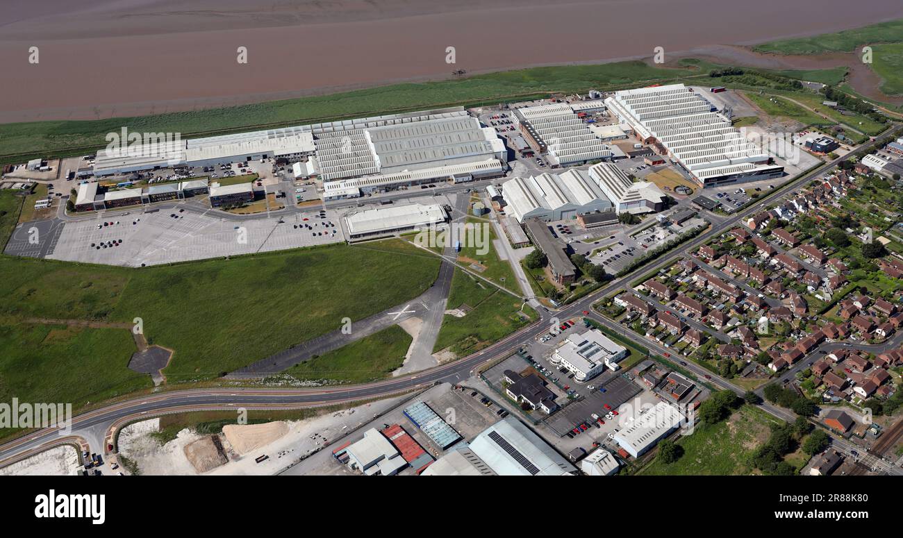 aerial view of BAE Systems Brough, part of the Humber Enterprise Park and Brough Business Centre, Brough, East Yorkshire Stock Photo