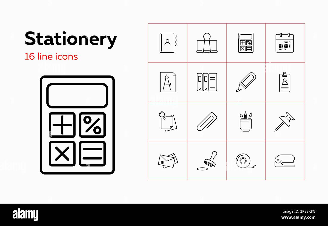 Stationery line icon set Stock Vector Image & Art - Alamy