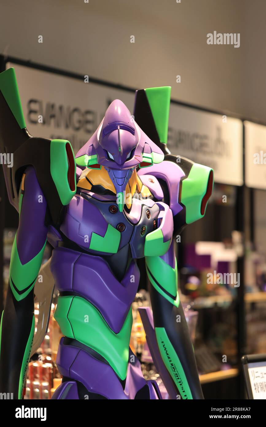 Tokyo - May 2 2023: the neon genesis evangelion display at