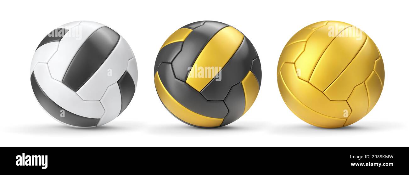 Set of soccer or football balls isolated on white background. 3d ...