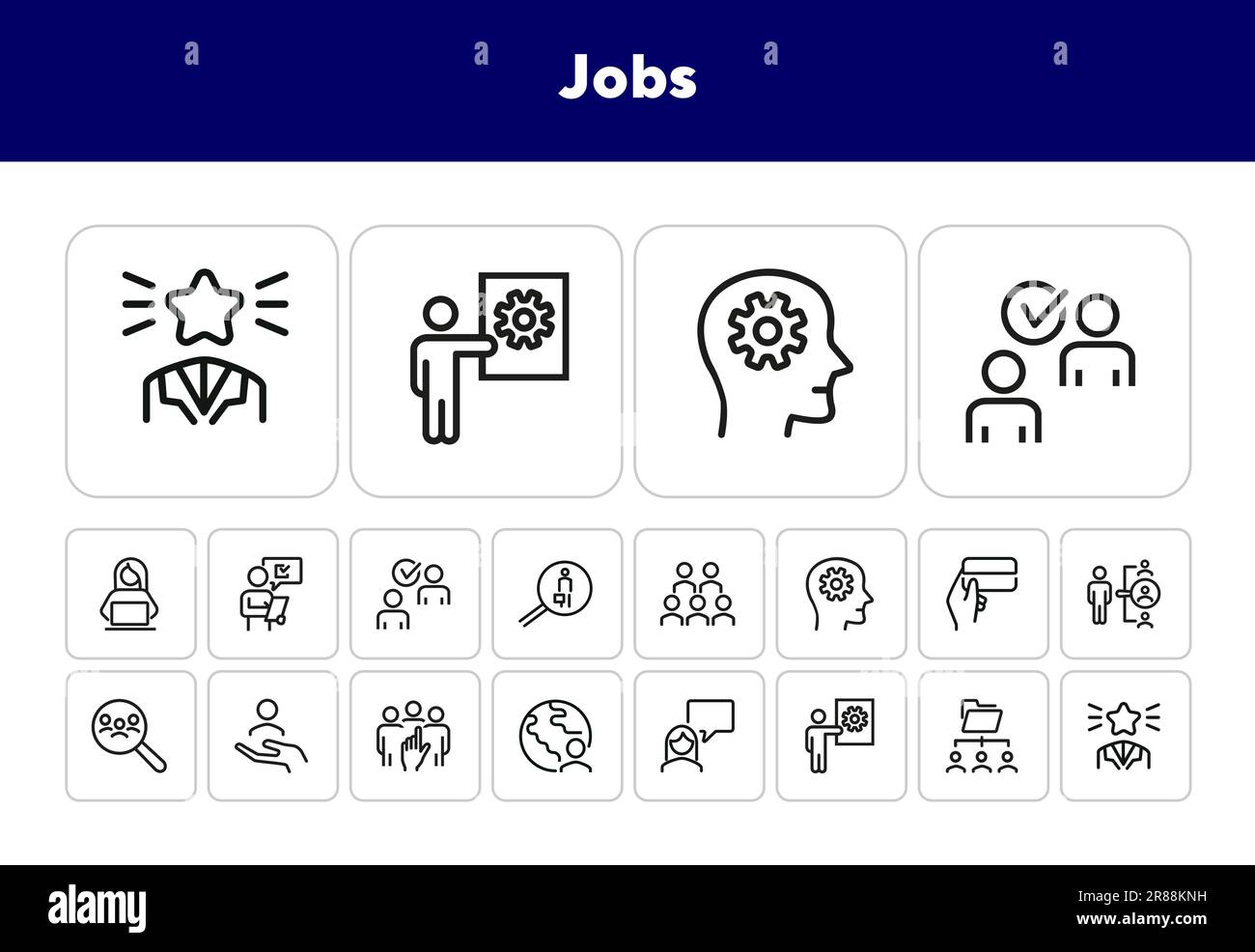 Jobs line icon set Stock Vector