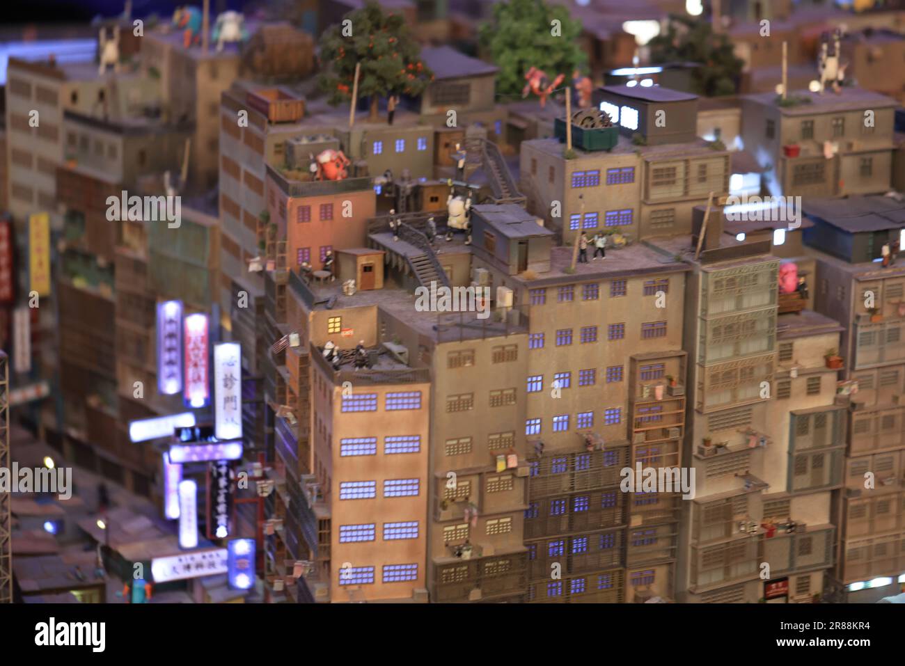 Tokyo May 3 2023 the display of Kowloon walled city in Small Worlds Miniature Museum. Small