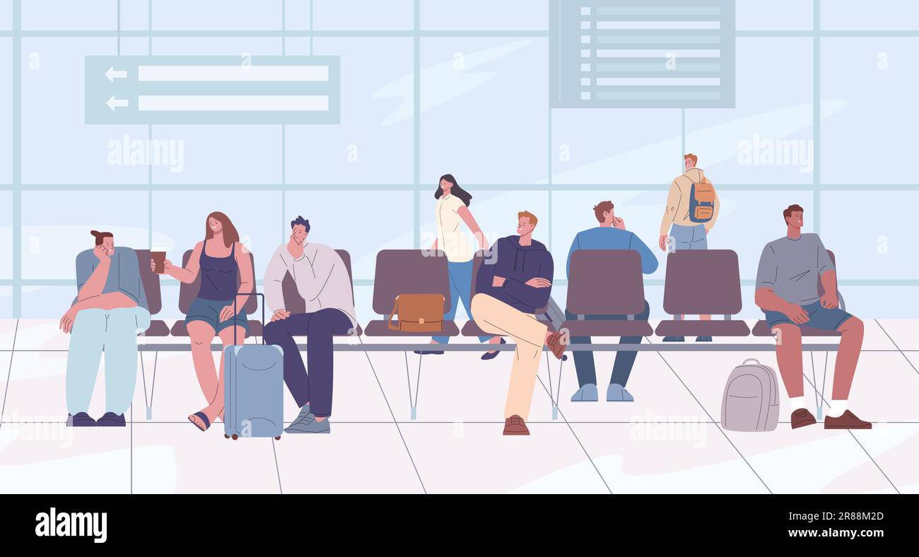 Travellers with luggage waiting transport. Bus and train station