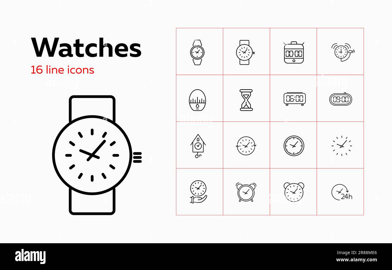 Watches line icon set Stock Vector Image & Art Alamy
