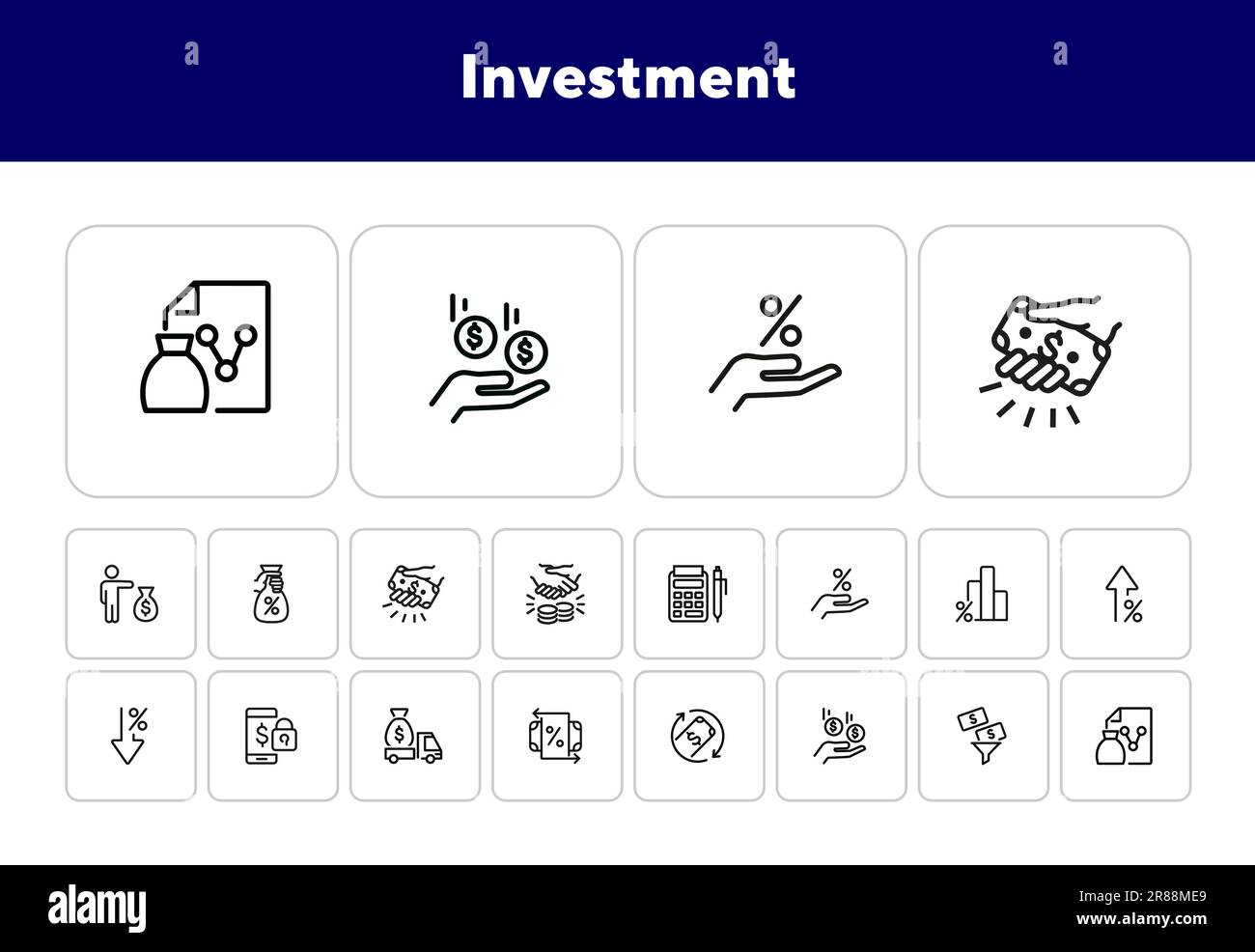 Investment line icon set Stock Vector