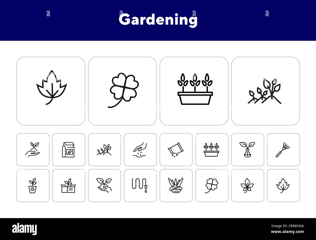 Gardening line icon set Stock Vector