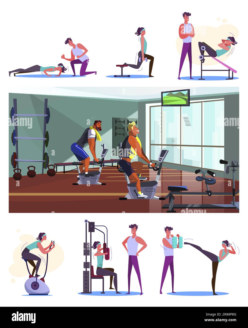 Workout in gym set Stock Vector Image & Art - Alamy