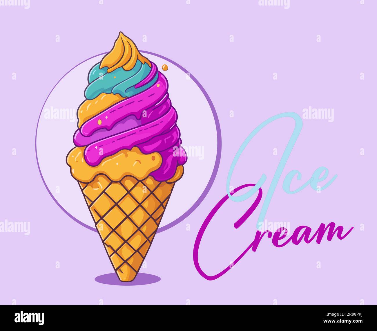 Ice cream in the waffle cone abstract vector Stock Vector Image & Art ...