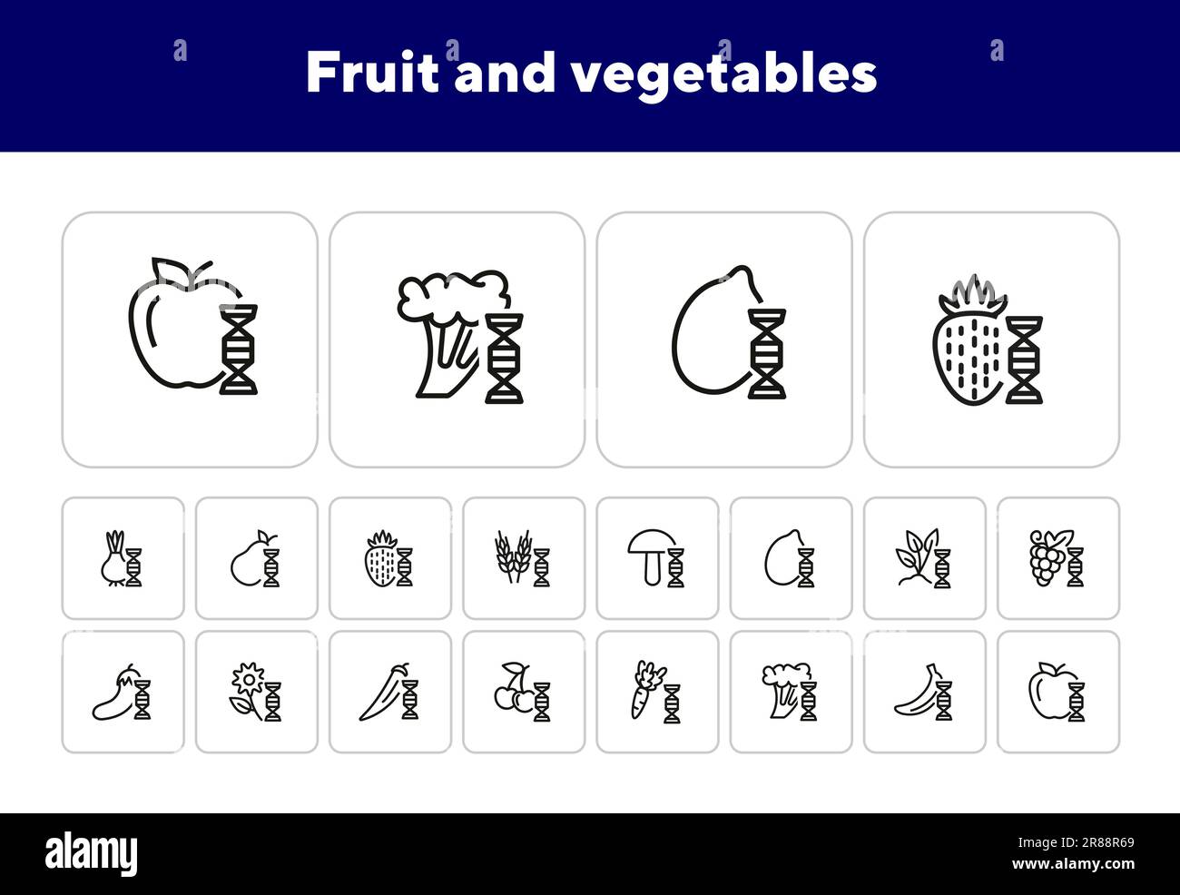 Fruit and vegetables line icon set Stock Vector Image & Art - Alamy