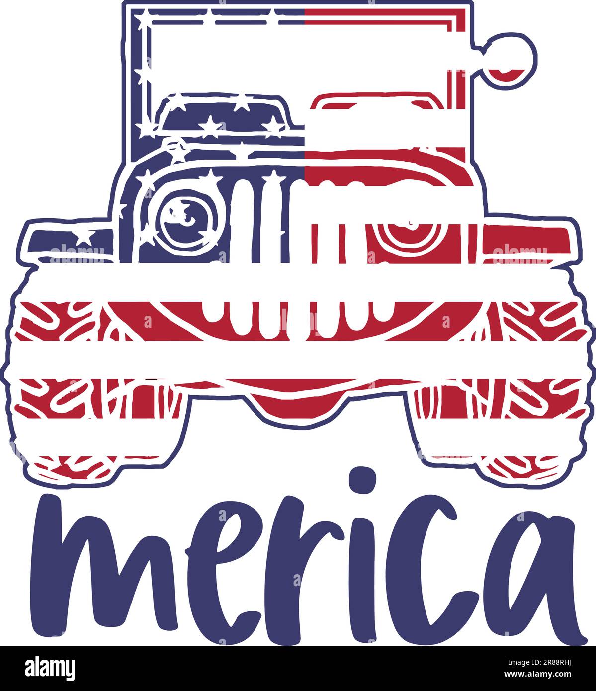 patriotic jeep, merica design, USA Stock Vector