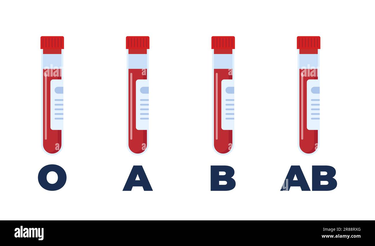 Blood tubes with blood types. Blood group vector icons Stock Vector