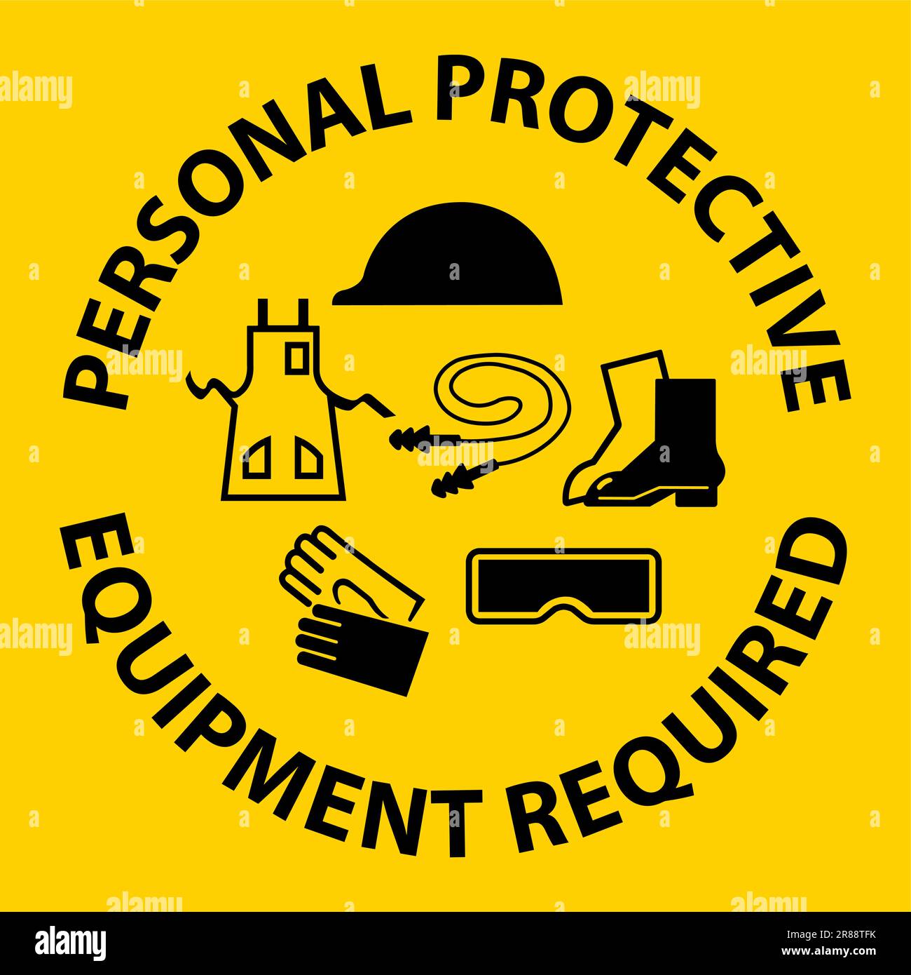 Warning and personal protective equipment ppe sign Stock Vector Images