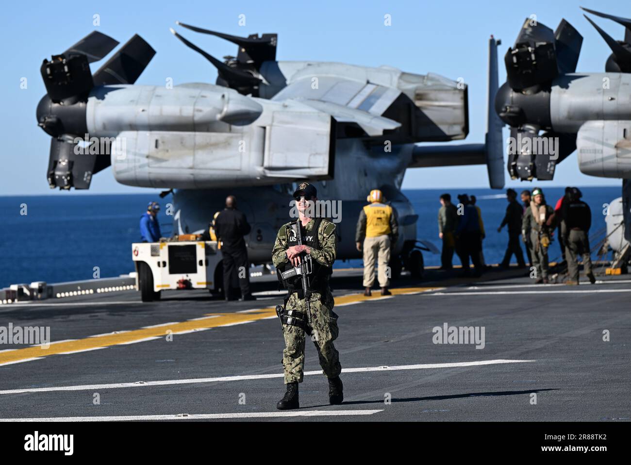 Brisbane, Australia. 20th June, 2023. Crew are seen aboard the USS