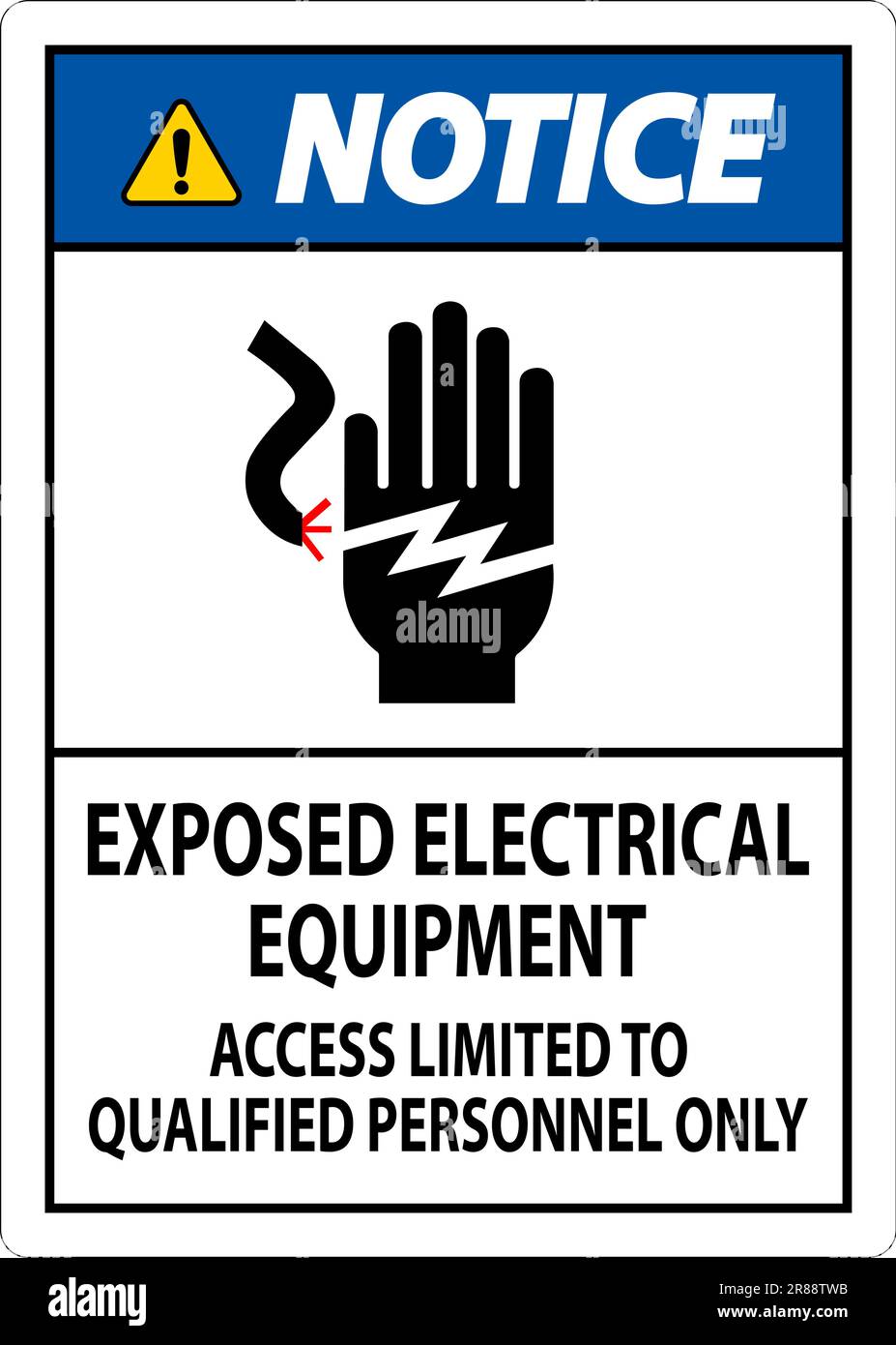 Notice Sign Exposed Electrical Equipment, Access Limited To Qualified Personnel Only Stock Vector