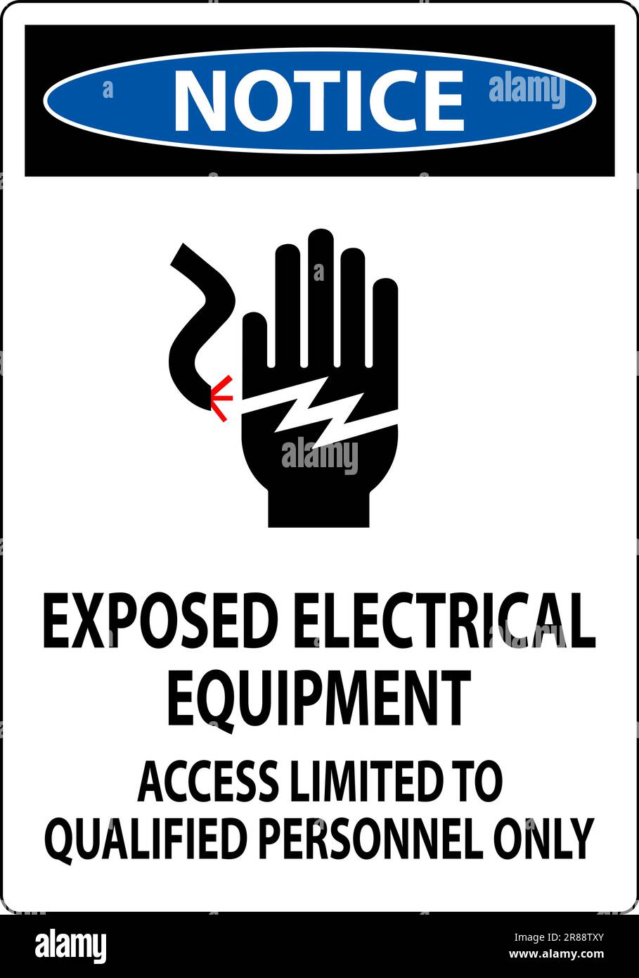 Notice Sign Exposed Electrical Equipment, Access Limited To Qualified Personnel Only Stock Vector