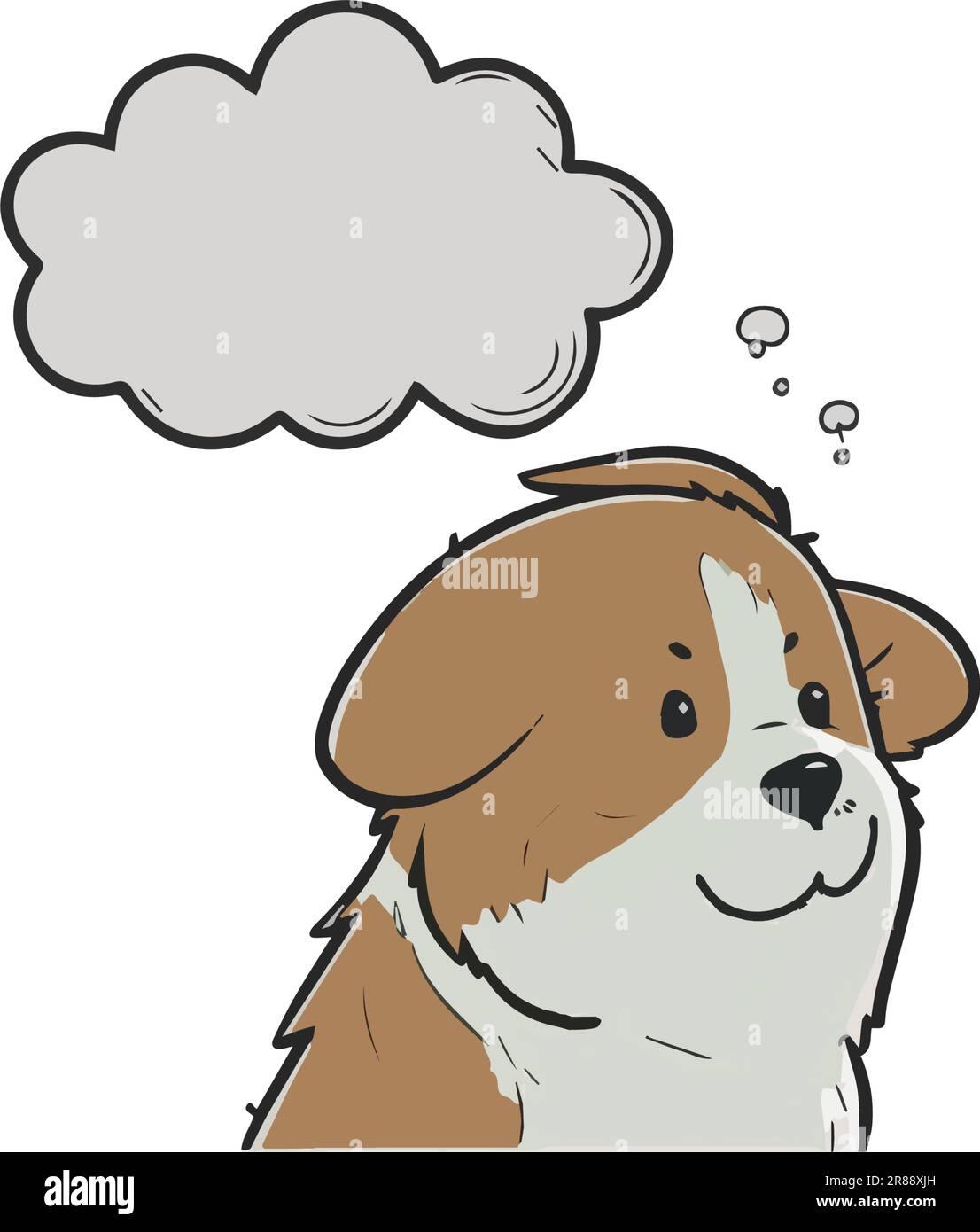Illustration of a thinking dog. Flat Cartoon Style Stock Vector