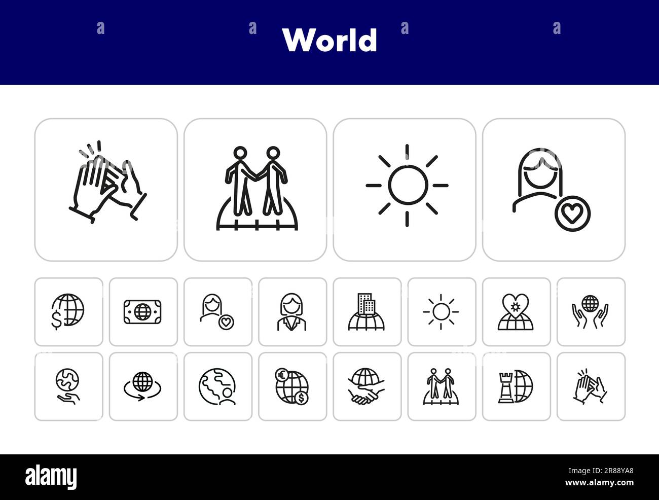 World line icon set Stock Vector