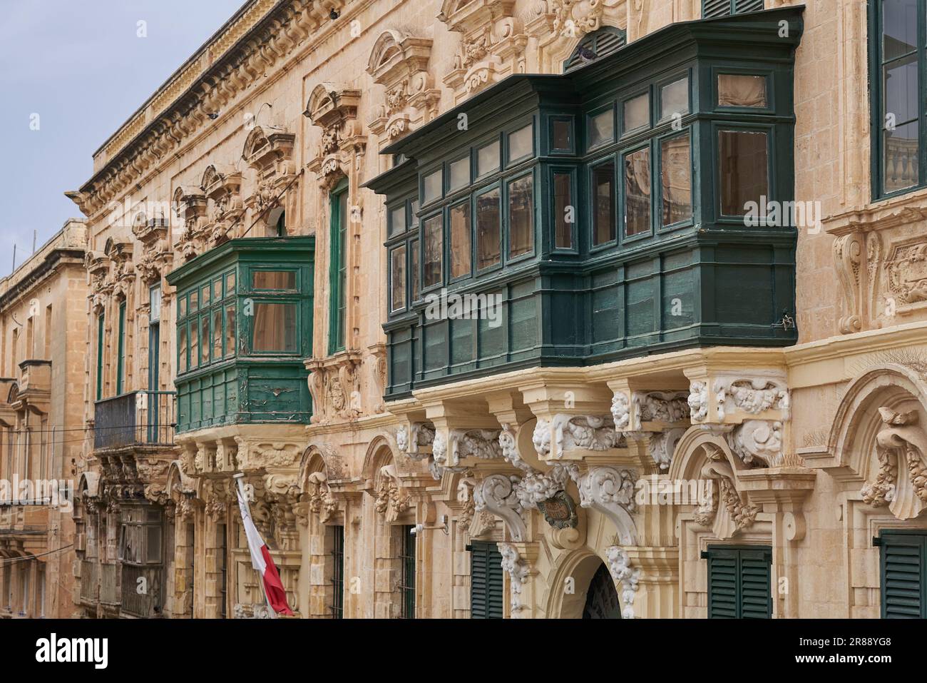 Historic buildings in the city of Valetta in Malta Stock Photo