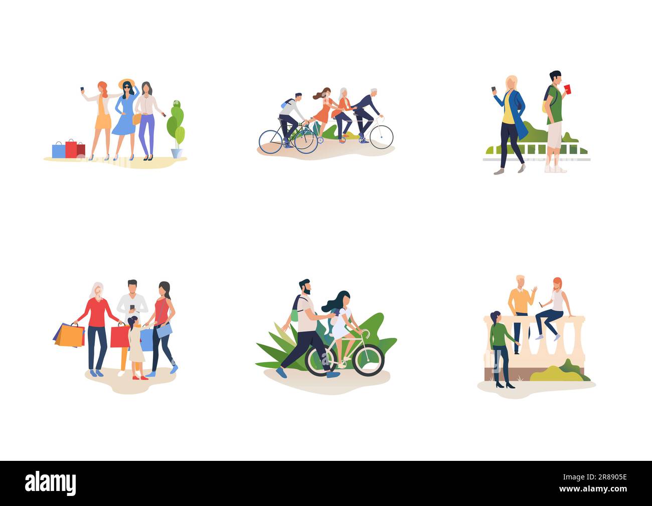 Set of young people spending time with friends Stock Vector Image & Art ...